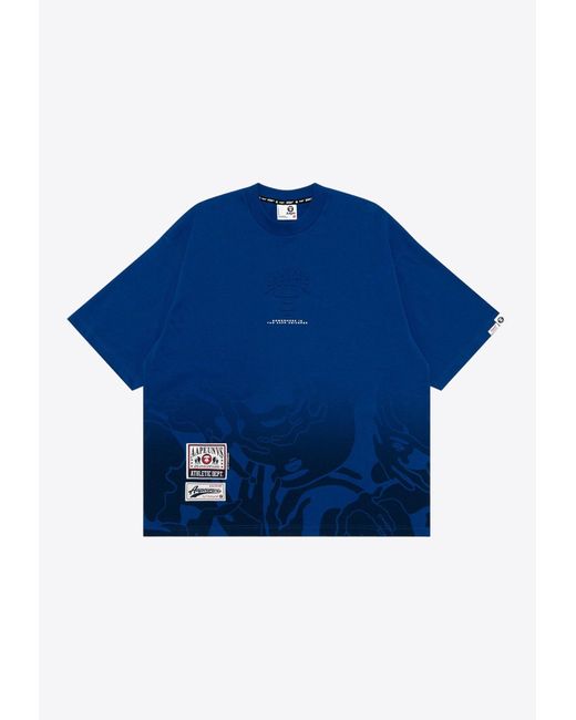 Aape Blue Logo-Embossed Crewneck T-Shirt for men