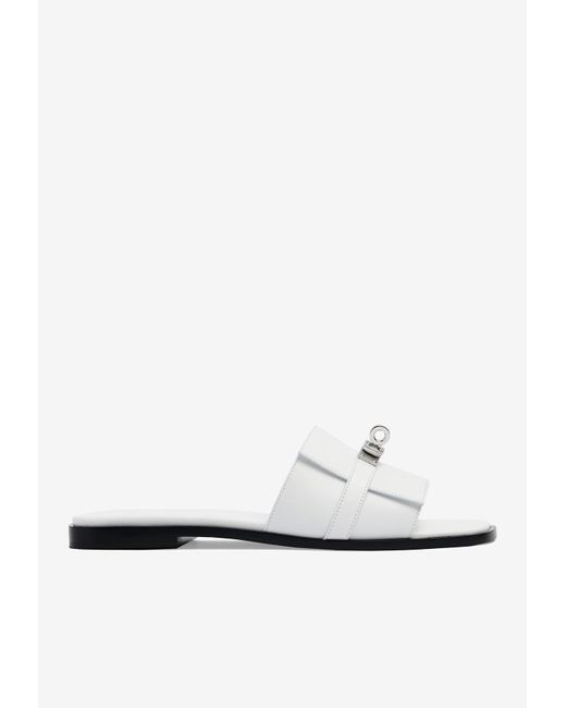 Hermès Giulia Flat Sandals In Calfskin in White | Lyst