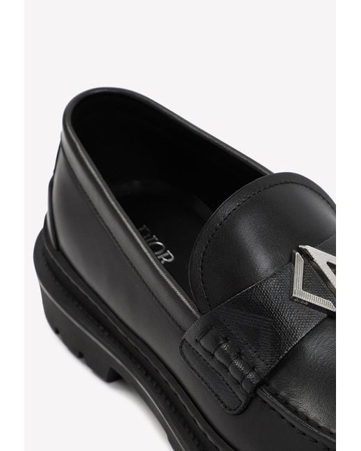 【送料&関税込】Dior Leather Loafers Dior Black Leather CD Logo Loafers Size 44 Dior | TLC