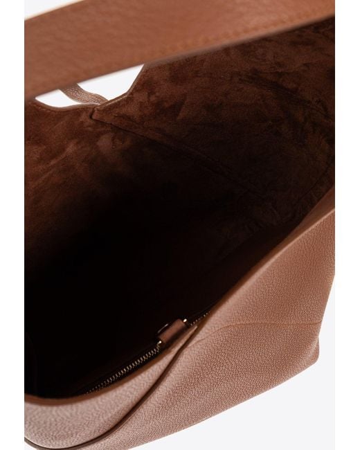 Ferragamo Brown Medium V-Shaped Leather Shoulder Bag