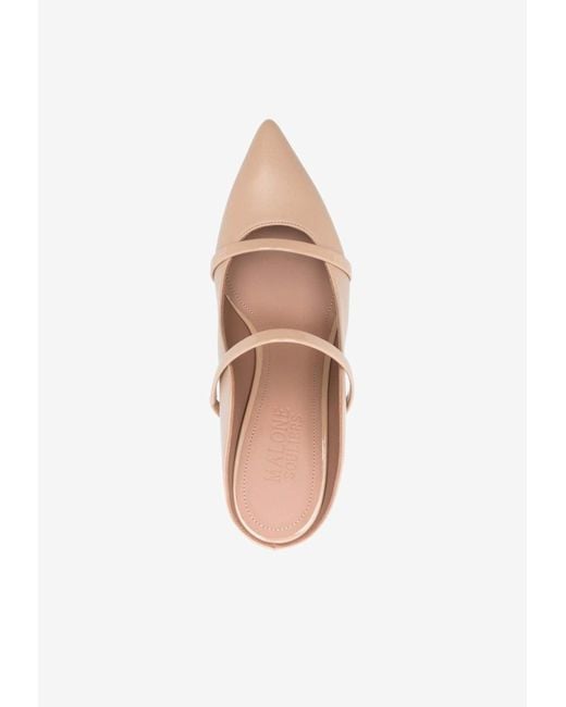 Malone Souliers Natural Maureen 70 Pointed Leather Mules
