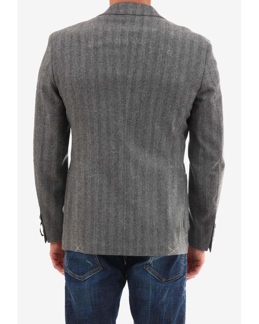 Tonello Gray Single-Breasted Wool Jacket for men
