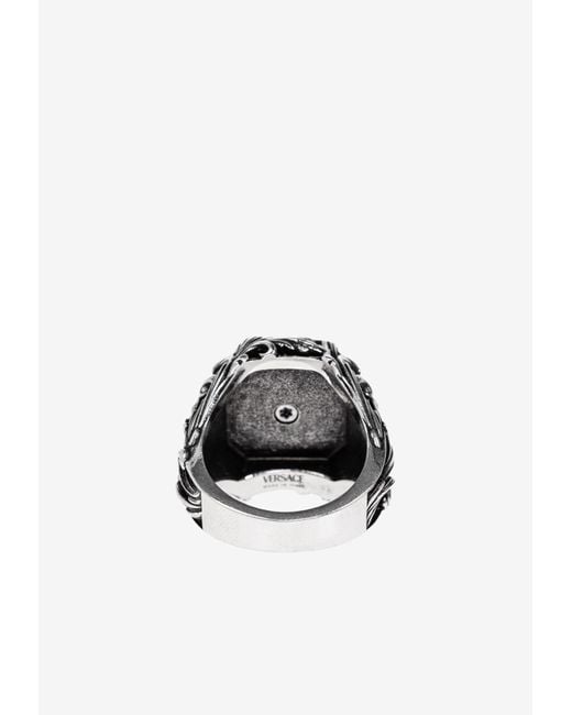 Versace White Medusa Barocco Brass Ring for men