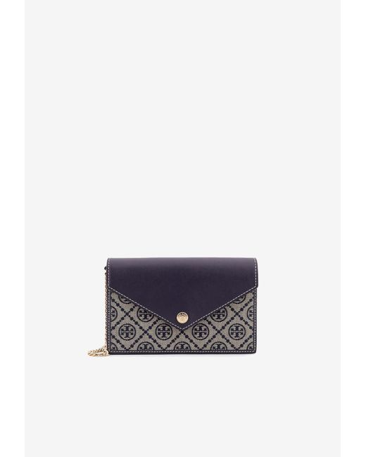 Tory Burch White T-Monogram Envelope Chain Clutch