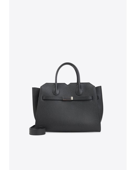 Valextra Black Medium Milano Top Handle Bag
