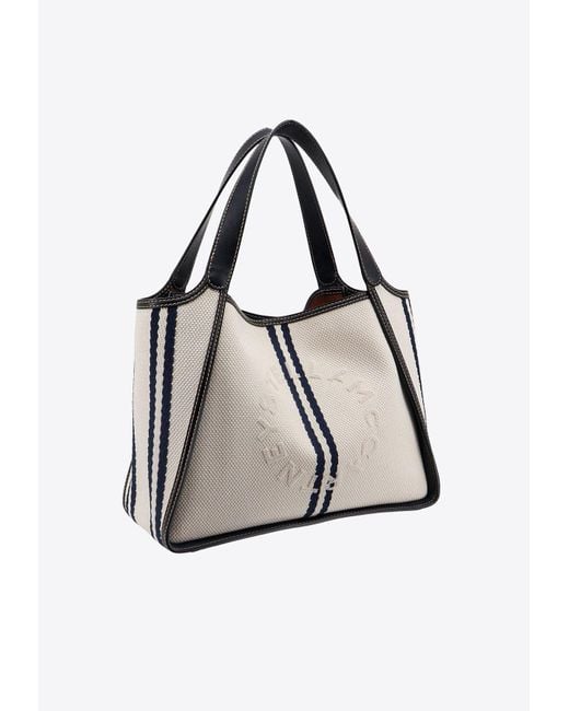 Stella McCartney White Logo Ryder Embroidered Canvas Tote Bag