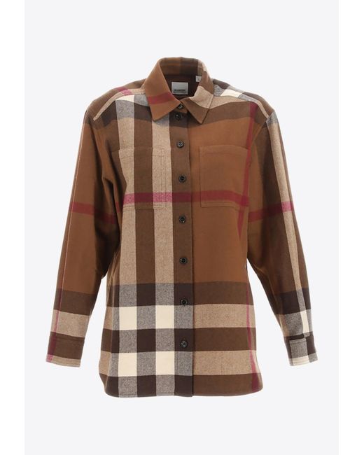 Burberry Brown Avalon Checked Wool-Blend Shirt