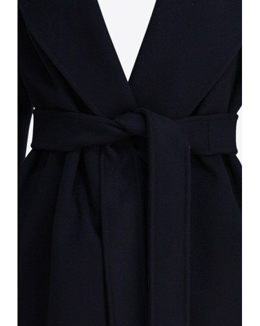 Max Mara Blue Messi Belted Wool Robe Coat