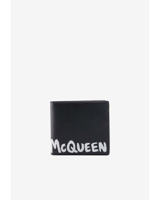 Alexander McQueen White Graffiti Logo Bi-Fold Wallet for men