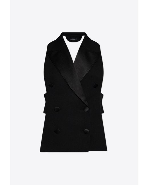 Dolce & Gabbana Black Double-Breasted Halter Vest