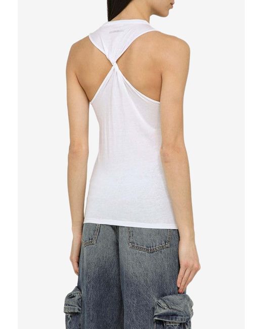 Calvin Klein White Knotted-Back Tank Top