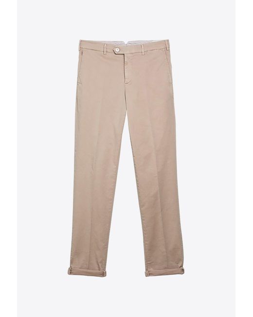 Brunello Cucinelli White Straight-Leg Chino Pants for men