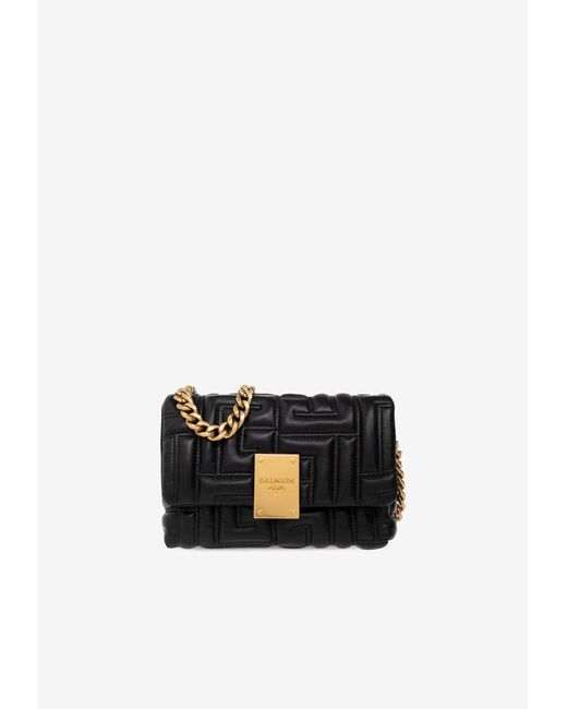Balmain Mini 1945 Quilted Leather Crossbody Bag in Black Lyst