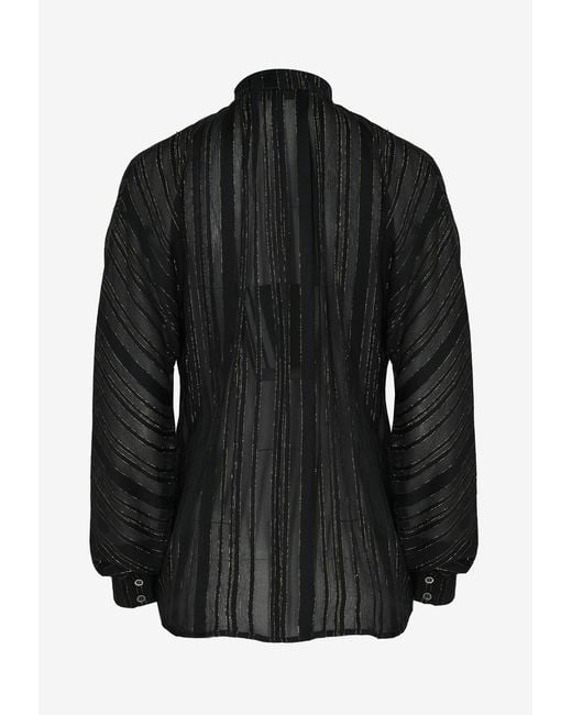 Carolina Herrera Black Guipure Lace Long-Sleeved Shirt