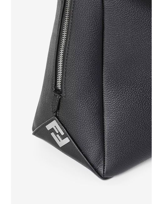 Fendi Black Large Lui Grained Leather Shoulder Bag for men