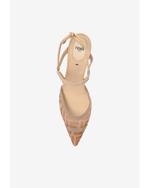 Fendi Natural Colibri Lite 45 Slingback Pumps