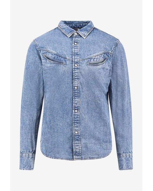 Levi's Blue Smiley Western Denim Shirt for men