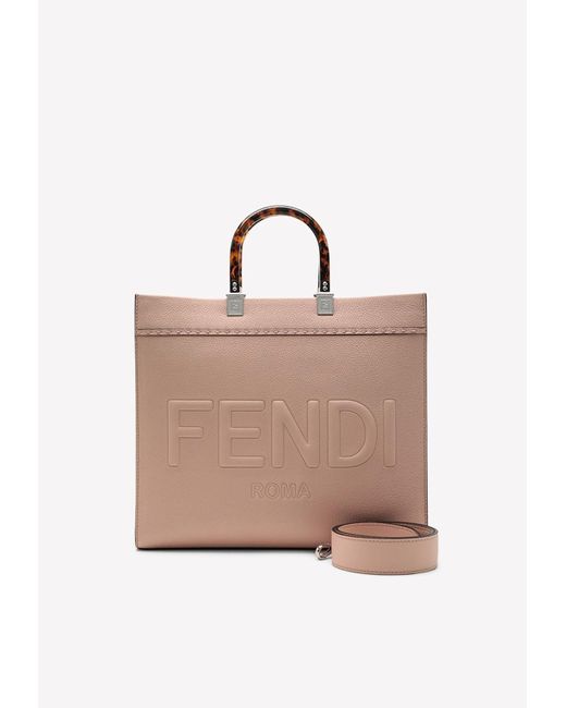 Fendi Pink Medium Logo Tote Bag