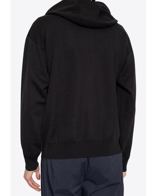 Versace Black Barocco Jacquard Zip-Up Hooded Sweatshirt for men