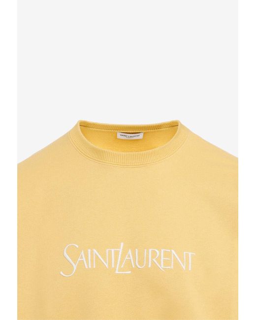 Saint Laurent Yellow Logo Embroidered Sweatshirt for men