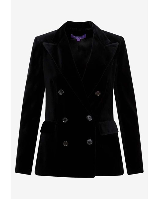 Ralph Lauren Camdem Doublebreasted Velvet Blazer in Black Lyst UK
