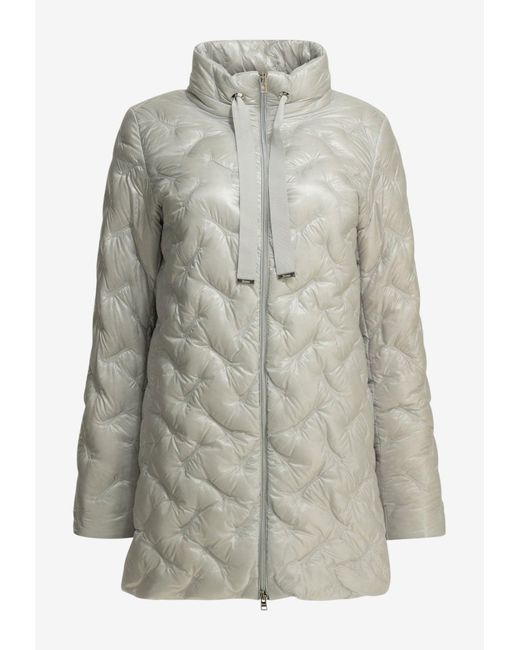 Herno Gray Resort Quilted Long Down Jacket
