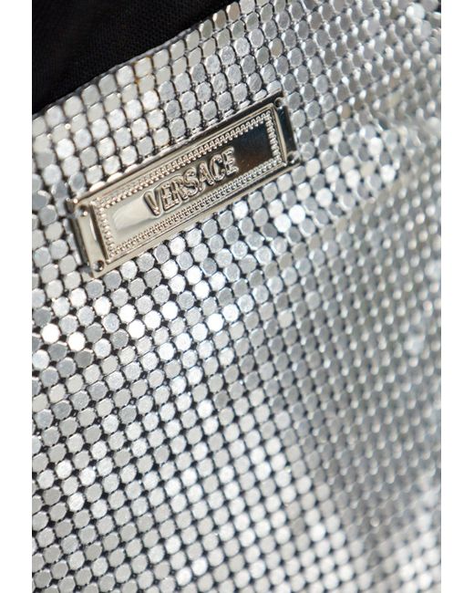 Versace Gray Metal Mesh Mini Shorts