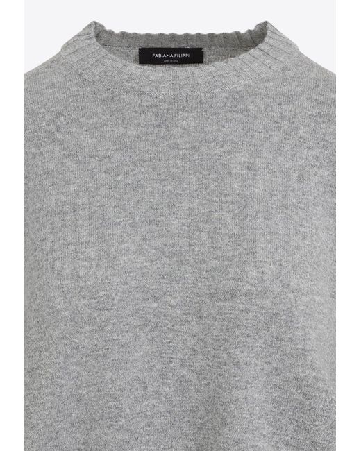 Fabiana Filippi Gray Crewneck Wool Sweater