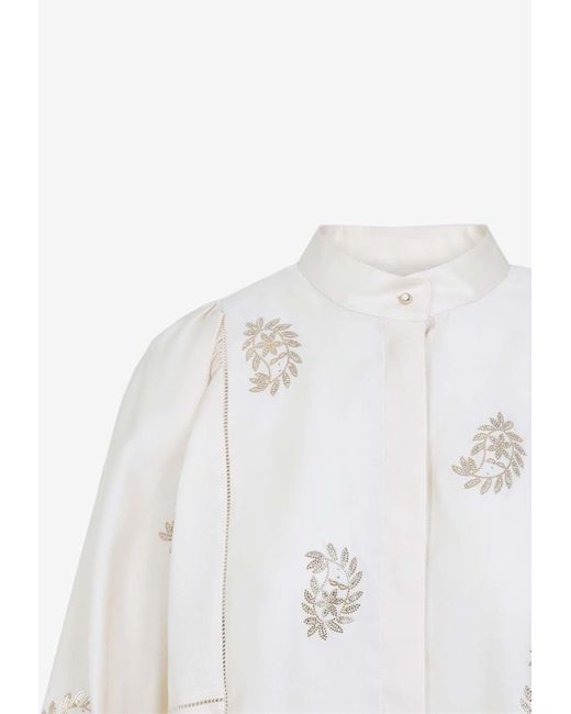 Max Mara White Caladio Ricamo Blouse