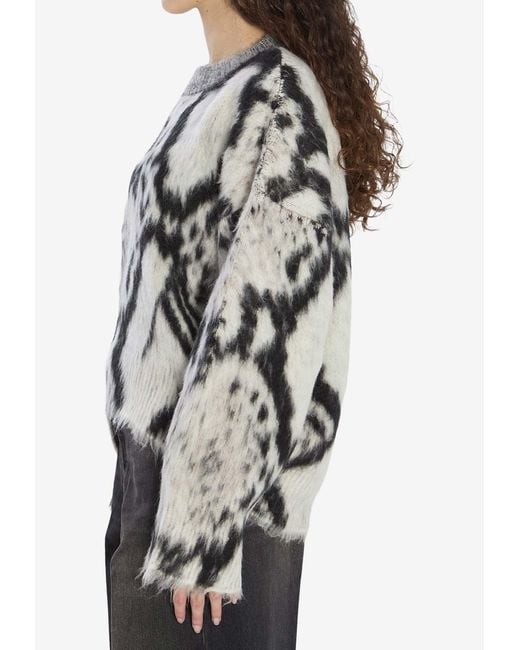 The Attico Gray Python Print Mohair-Blend Sweater