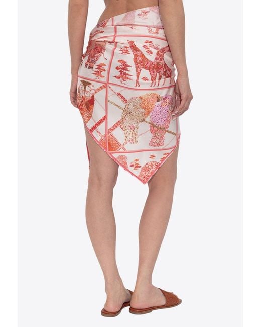 Ferragamo Red Printed Silk Cover-Up