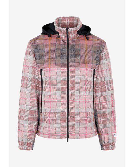 Dior Pink Checked Zip-Up Jacket for men