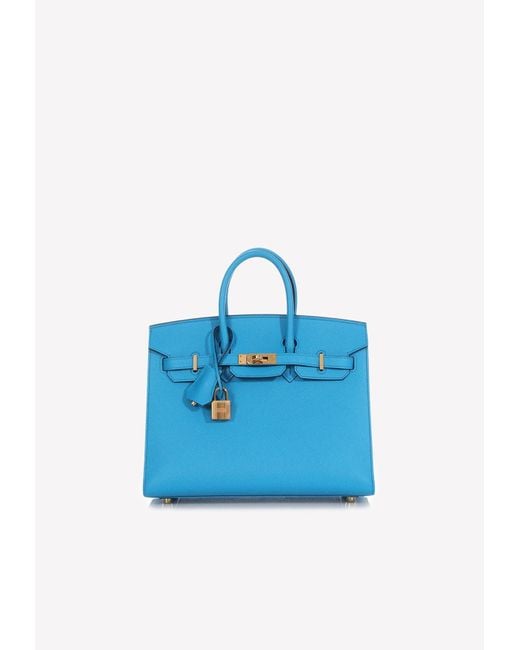 Hermès Birkin 25 Sellier In Bleu Frida Epsom With Gold Hardware in Blue