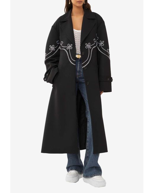 Chloé Black Wool Trench-Style Midi Coat