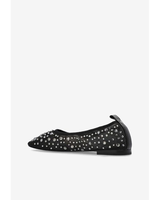 Tory Burch White Crystal Embellished Ballet Flats