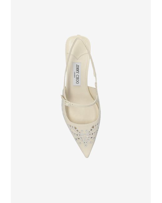 Jimmy Choo White Didi 45 Embroidered Slingback Pumps