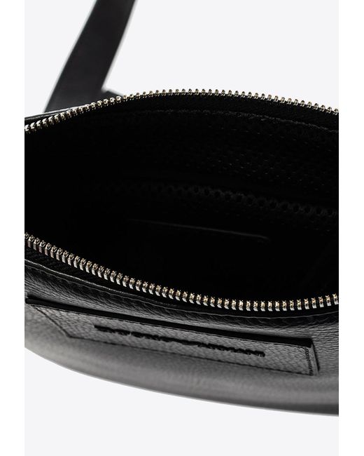 Emporio Armani Black Embossed Logo Leather Shoulder Bag for men