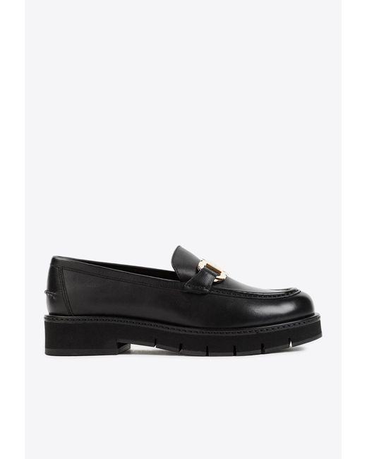 Ferragamo Black Maryan Leather Loafers