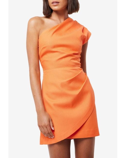 Mossman Orange Here Before One-shoulder Mini Dress