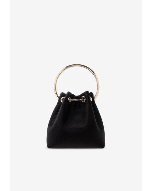 Jimmy Choo Black Bon Bon Satin Top Handle Bag