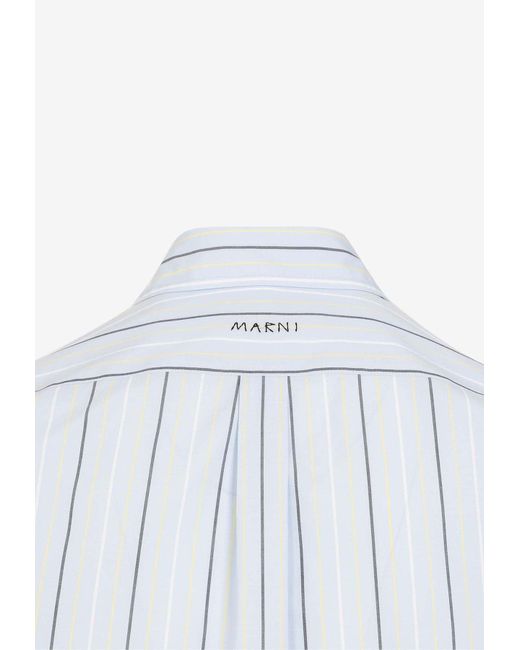 Marni Long-sleeved Striped Shirt in Blue | Lyst
