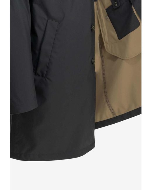 Herno Black Long Microfiber Raincoat for men