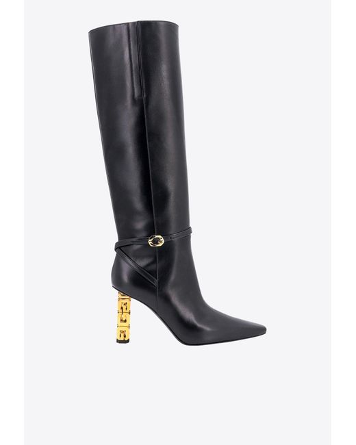 Givenchy Black G Cube 80 Knee-High Leather Boots