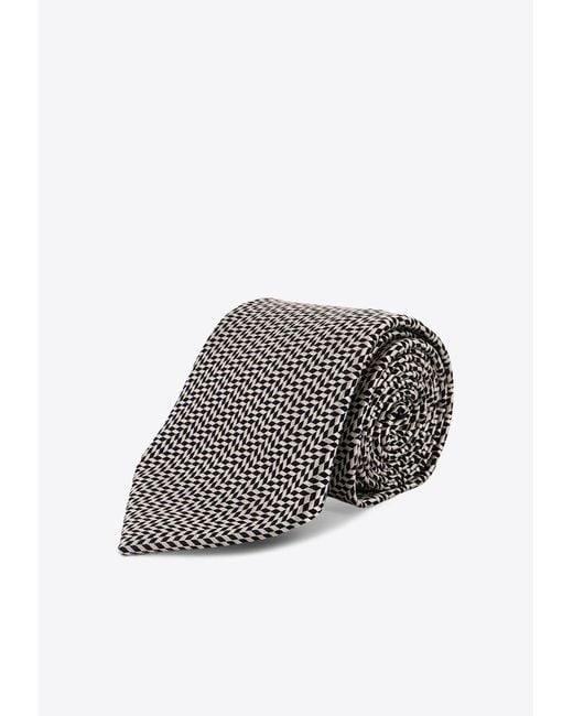 Tom Ford Gray Silk Patterned Tie for men