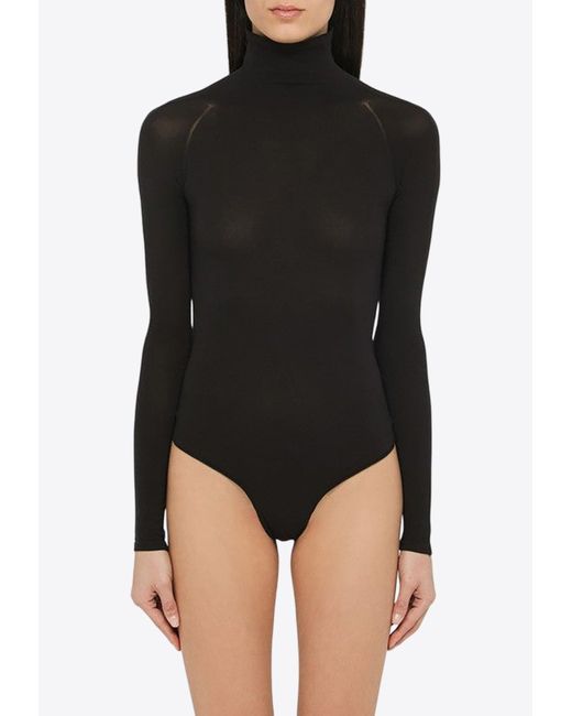 Alaïa Black Knitted Turtleneck Bodysuit