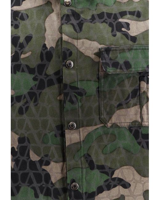 Valentino Black Camouflage Print Buttoned Jacket for men