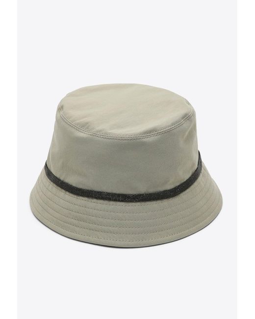 Brunello Cucinelli Gray Monili-Band Bucket Hat