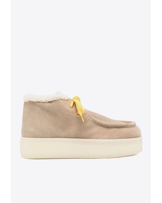Miu Miu Natural Suede Flatform Boots