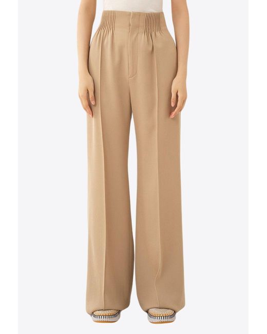 Chloé Natural High-Rise Tailored Pants