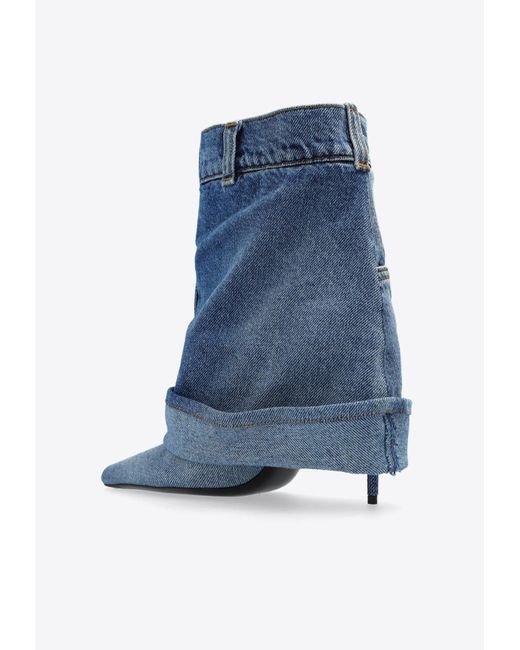 Dolce & Gabbana Blue Lollo 105 Denim Ankle Boots